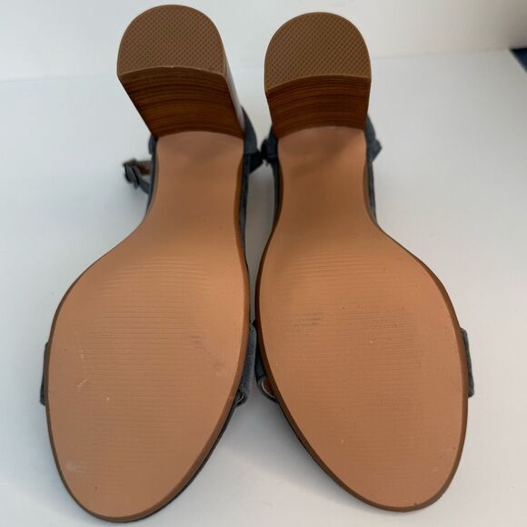 Steve Madden Chic Dressy Suede Leather Block Heeled Sandals-Sz 8-Blue Grey - Picture 7 of 12